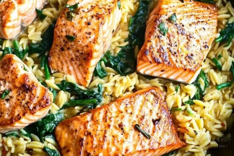 One Skillet Salmon with Lemon Orzo Recipe