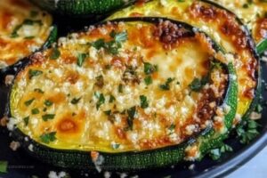 Cheesy Garlic Zucchini Steaks Recipe