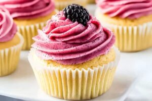 Lemon Poppy Seed Cupcakes with Blackberry Frosting Recipe