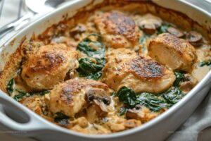 Chicken Spinach Mushroom Bake Recipe