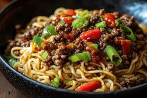 Mongolian Noodles with Ground Beef Recipe