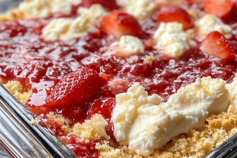 Candy-Coated Strawberry Cheesecake Dump Cake Recipe