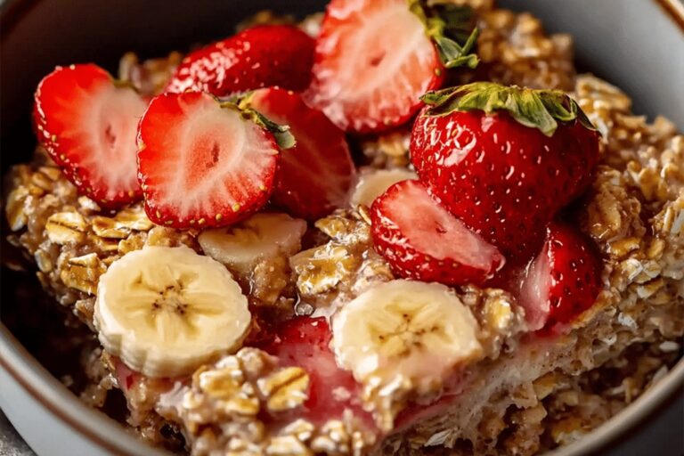 Strawberry Banana Baked Oatmeal Recipe