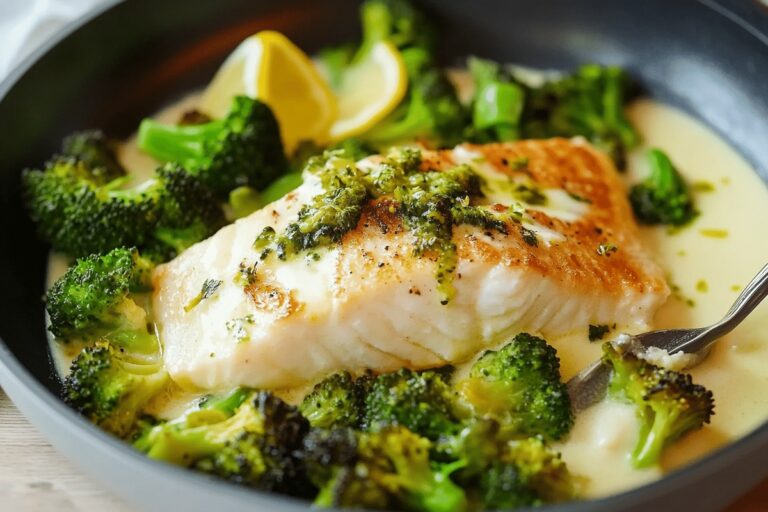 One-Pan Fish & Broccoli in Lemon Butter Caper Sauce Recipe