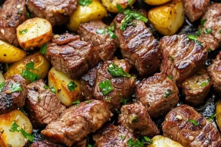Garlic Butter Steak Bites and Potatoes Recipe