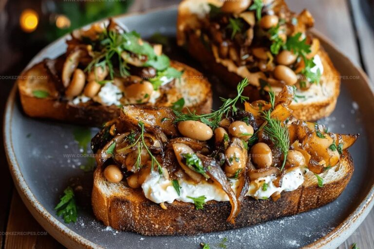 Lemony Mushroom Mascarpone Toast with Beans & Herbs Recipe