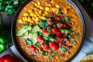 Vegetarian Lentil Tortilla Soup (Instant Pot + Slow Cooker) Recipe