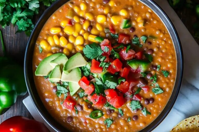 Vegetarian Lentil Tortilla Soup (Instant Pot + Slow Cooker) Recipe