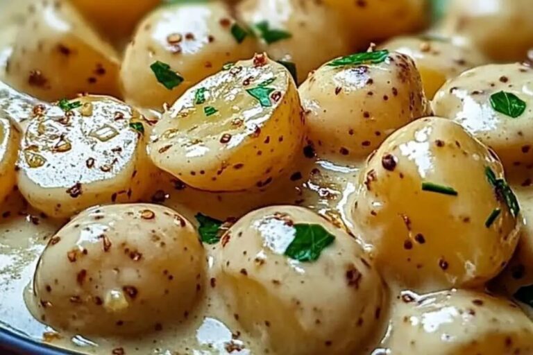 Easy Creamy Garlic Sauce Baby Potatoes Recipe