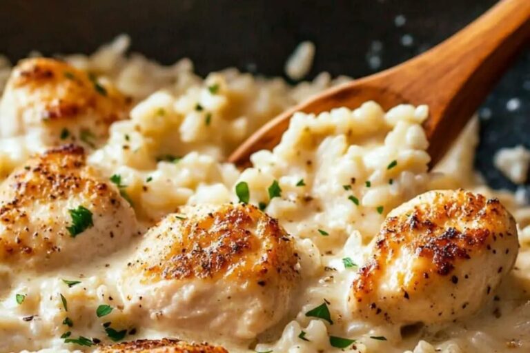 One-Pan Creamy Parmesan Chicken & Rice Recipe