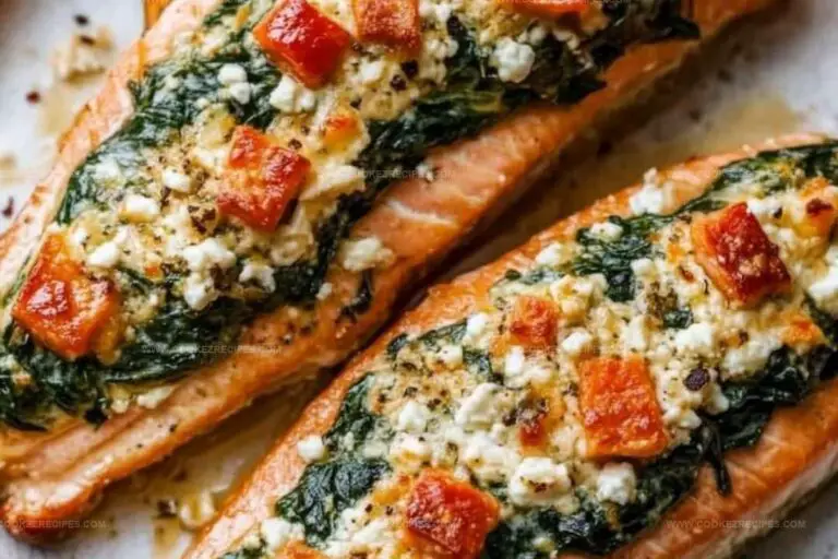 Baked Stuffed Salmon with Spinach and Feta Recipe