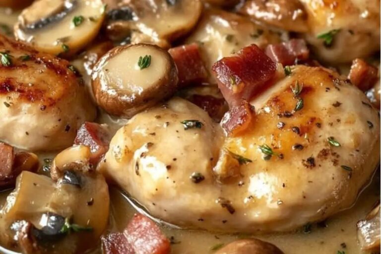 Chicken Strips with Mustard, Bacon, and Mushrooms Recipe