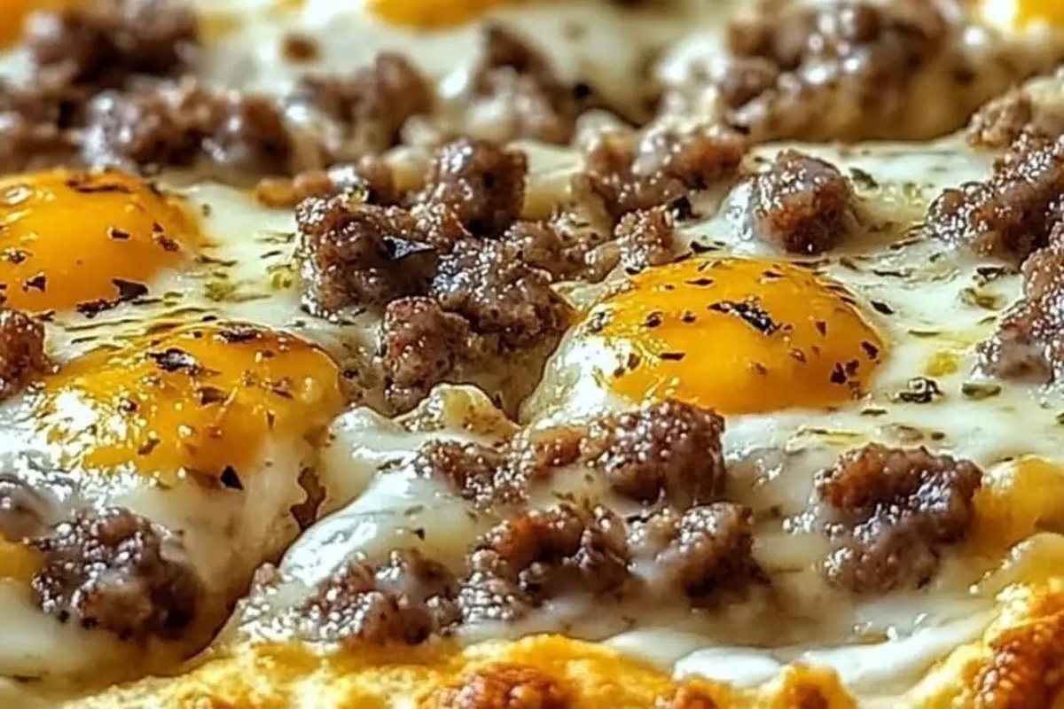 Biscuits and Sausage Gravy Breakfast Pizza Recipe