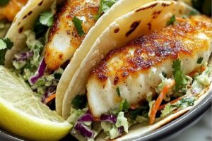 Golden Crispy Fish Tacos with Zesty Cilantro Lime Slaw Recipe