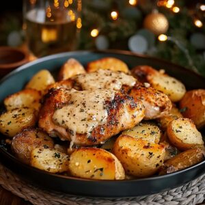 Garlic-forward Garlic Parmesan Chicken And Potatoes Recipe