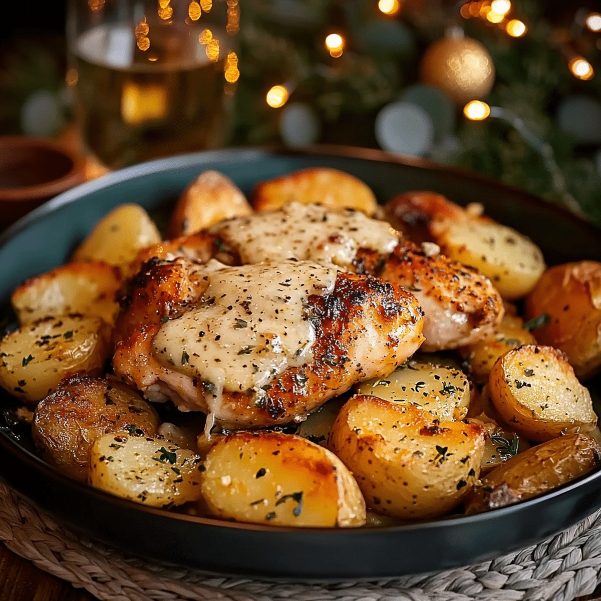 Garlic-forward Garlic Parmesan Chicken And Potatoes Recipe