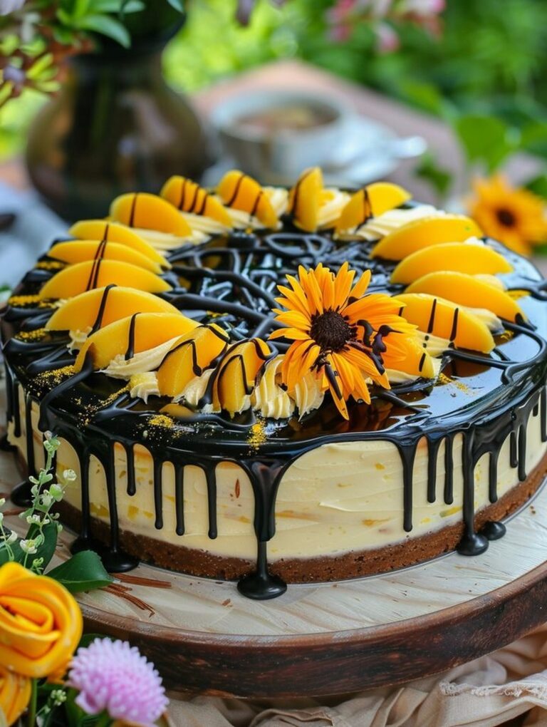 Citrusy Lemon Mango Swirl Cheesecake Recipe