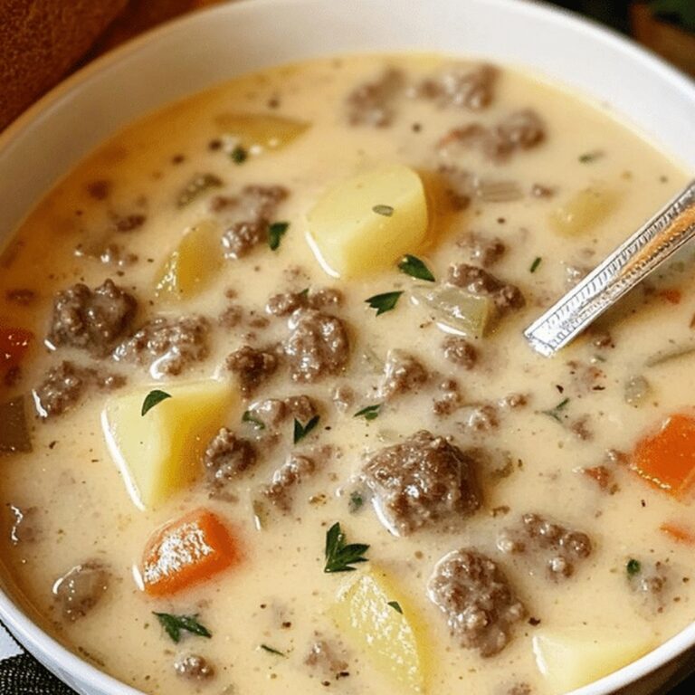 Loaded Crockpot Creamy Potato & Hamburger Soup Recipe