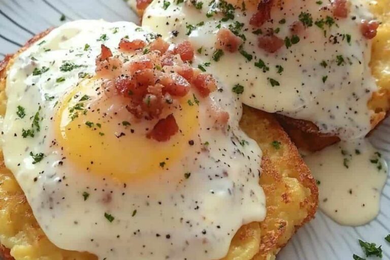 Egg Topped Hash Browns With Bacon Gravy Recipe