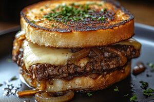Caramelized Onion and Cheese Steak Sandwich Recipe