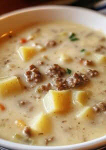 Mighty Crockpot Creamy Potato & Hamburger Soup Recipe