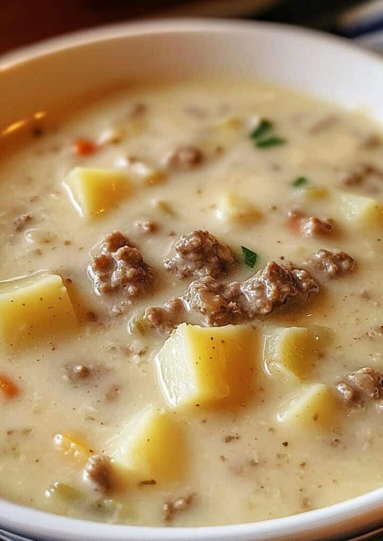 Mighty Crockpot Creamy Potato & Hamburger Soup Recipe