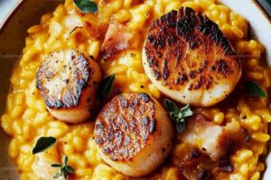 Pumpkin Risotto with Seared Scallops Recipe