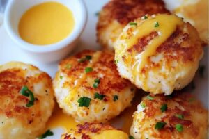 Golden Cheddar Crab Cakes with Zesty Lemon Butter Drizzle Recipe