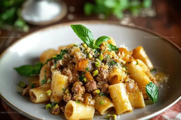 Caramelized Fennel Paccheri with Sausage & Pistachios Recipe