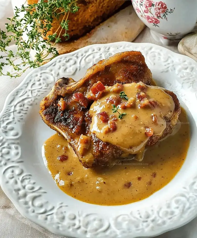 Pork Chops with Creamy Bacon Pan Sauce Recipe