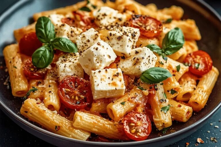 Baked Feta Cheese with Pasta and Tomatoes Recipe