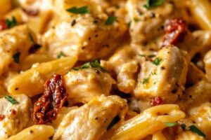 Spicy Chicken Creamy Pasta with Sun-Dried Tomatoes Recipe