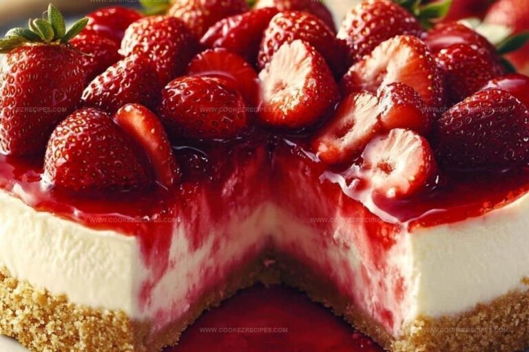 Simple Strawberry Cheesecake with Fresh Strawberries Recipe