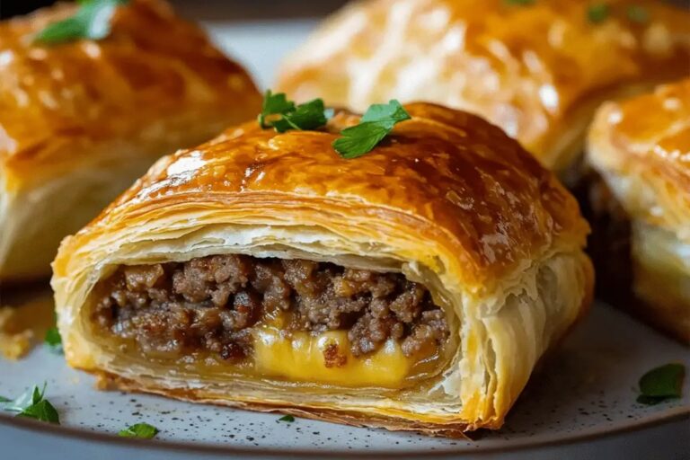 Savory Meat & Cheese Puff Pastry Rolls Recipe