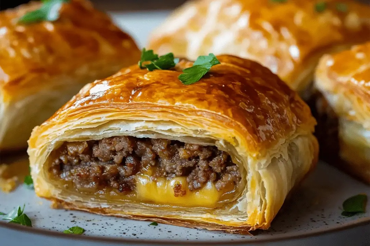 Savory Meat & Cheese Puff Pastry Rolls Recipe