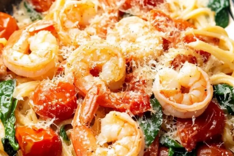 Tomato Spinach Shrimp Pasta Recipe