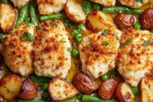 Parmesan Crusted Chicken Sheet Pan Dinner Recipe