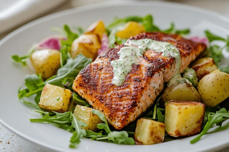 Potato Salad with Crispy Skin Salmon Recipe