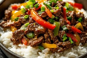 Beef and Pepper Rice Bowl Recipe