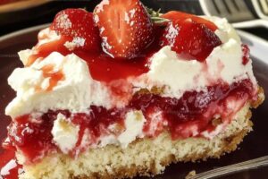 Glazed Strawberry Cheesecake Dump Cake Recipe