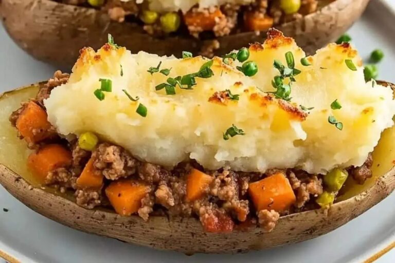 Loaded Baked Potatoes with Shepherds Pie Filling Recipe