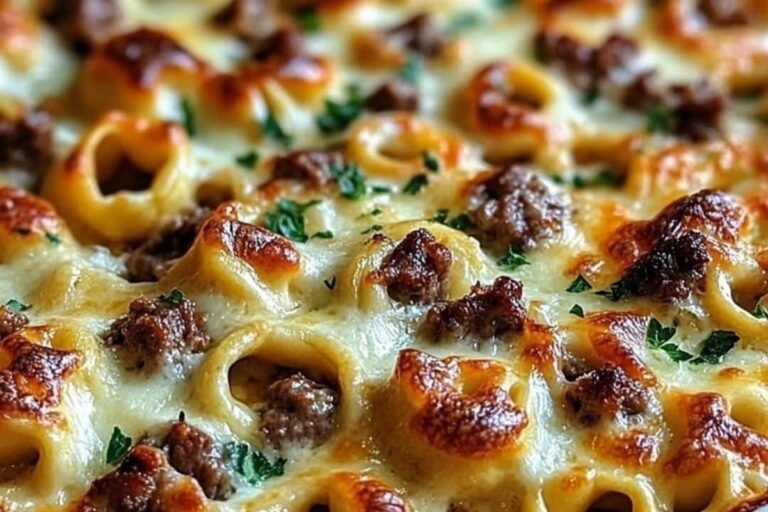 Garlic Parmesan Beef Tortellini Bake Recipe