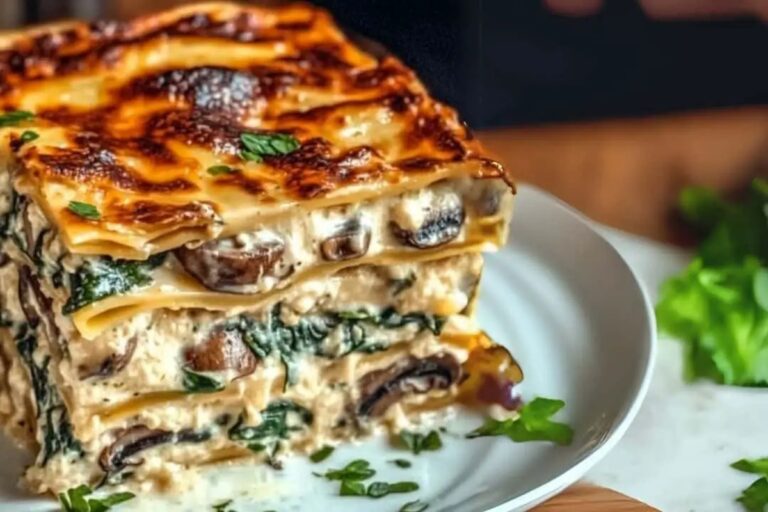 Easy Creamy Spinach and Mushroom Lasagna Recipe