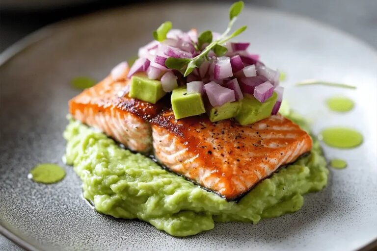Baked Salmon with Avocado Mash Recipe