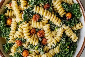 Kale Caesar Pasta Salad Recipe