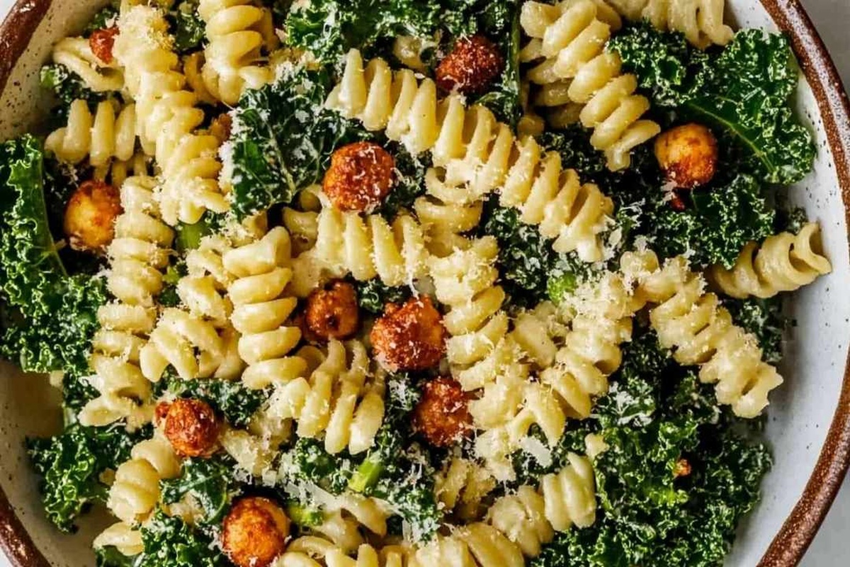 Kale Caesar Pasta Salad Recipe