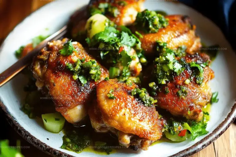 Crispy Chicken Thighs with Charred Green Onion Chimichurri Recipe