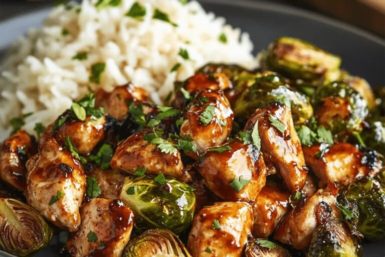 Air Fryer Sweet Chili Chicken and Brussels Sprouts Recipe