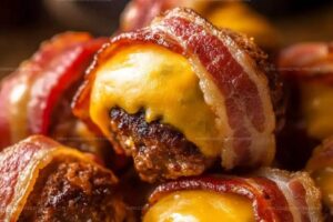 Air Fryer Bacon-Wrapped Cheeseburger Bites Recipe