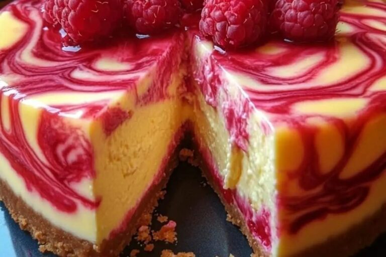Delicious Lemon Raspberry Swirl Cheesecake Recipe